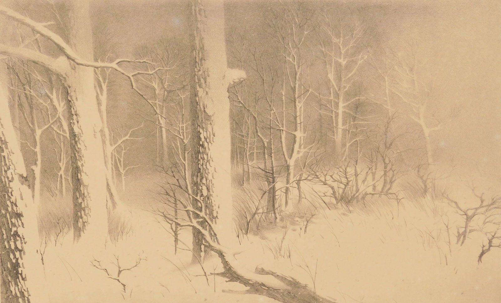 Stow Wengenroth (American, 1906-1978) lithograph: Winter (Greenport, NY) lithograph, 1956, signed in pencil, edition of 60. 9 5/8 x 15 3/4" Stuckey 230 Provenance: Private collection- Burlington, VT