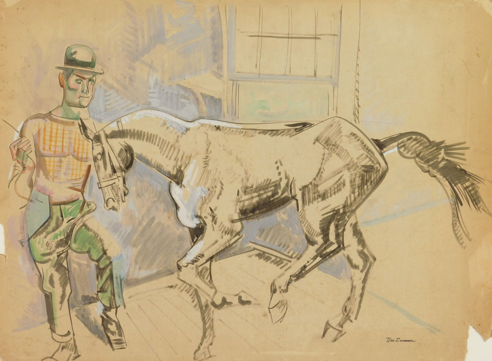 William Sommer (American, 1867-1949) watercolor and pen and ink (1 of 6)