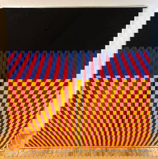 Richard Roth (American, 1946- ) Flashe vinyl paint: Untitled enamel on glass, 1970, framed. 60 x 60" Provenance: Rory & Dedee O'Neil collection- Seville, OH OK Harris Gallery- New York,, NY