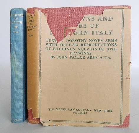 2 Books by D. N. Arms and J. T. Arms: 2 Books by D. N. Arms and J. T. Arms- 1.) ''Hill Towns and Cities of Northern Italy'', text by Dorothy N. Arms, illustration by John T. Arms, The MacMillan Company, New York, 1932, with all 56 listed 