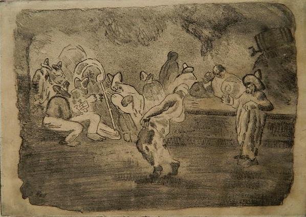 George O. 'Pop' Hart lithograph: George O. 'Pop' Hart- ''Santa Domingo''- lithograph, ca. 1920, signed and titled in ink. 12 3/4 x 7 5/8''