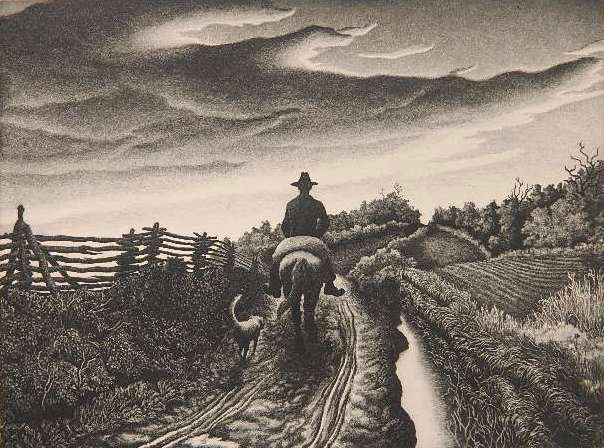 Jackson Lee Nesbitt etching: Jackson Lee Nesbitt- ''November Evening'' (Retif and Salzar 24)- etching, 1946, signed in pencil, AAA edition of 250, very good condition. 9 x 11 7/8''