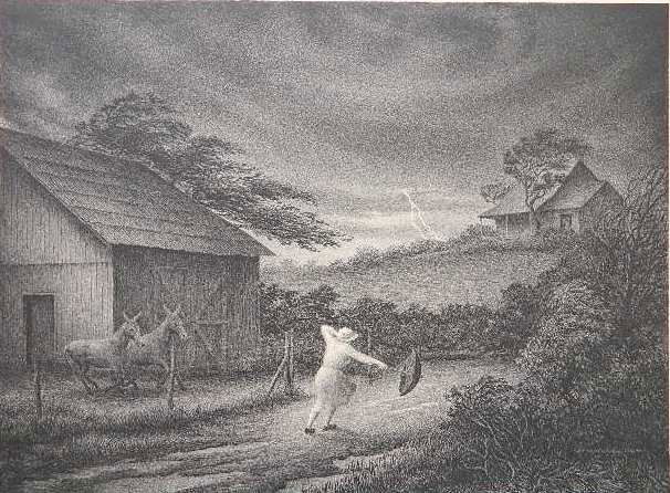 Jackson Lee Nesbitt lithograph: Jackson Lee Nesbitt- ''September Storm'' (Retif and Salzar 38)- lithograph, 1989, signed, dated, titled and numbered 5/250 in pencil, very good condition. 11 7/8 x 16 1/16''