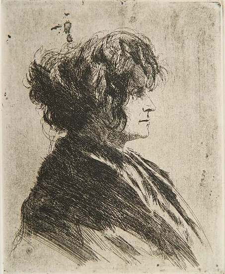 Joseph Stella etching: Joseph Stella- Woman in Profile- etching. 6 1/2 x 5 1/4''