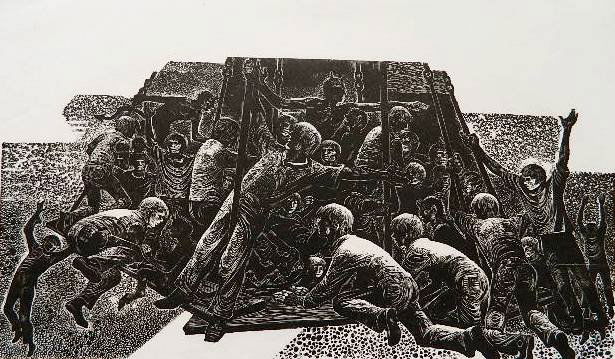 Lynd Ward 2 wood engravings: Lynd Ward- ''Playmates''; ''Historic Christ Church''- 2 wood engravings, signed and titled in pencil. 9 3/8 x 18 3/4''; 9 1/8 x 15''