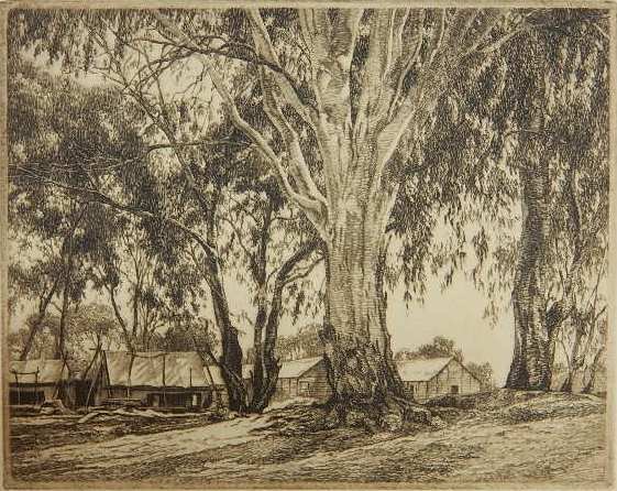 Edward Warner 2 etchings: Edward Warner- ''Shearer's Camp''; ''The Long Haul''- 2 etchings, both signed and titled in pencil. 5 3/8 x 6 3/4''; 4 1/2 x 8 5/8''