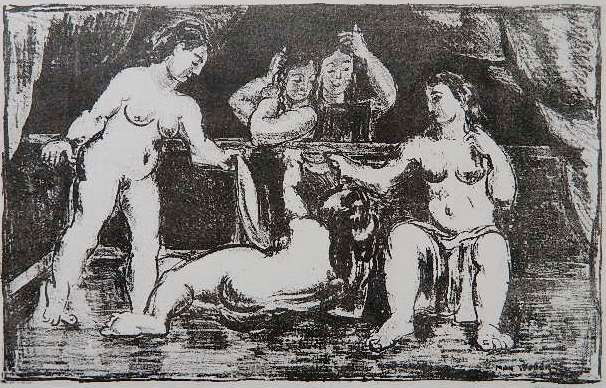 Max Weber lithograph: Max Weber- ''Mirror #2'' (Rubenstein 80)- lithograph, 1928, signed in pencil, edition of 30. 8 1/4 x 12 7/8''