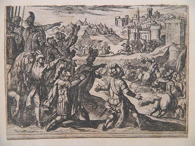 16th c. German; 17th c. Italian - 2 etchings: 16th c. German School- Portrait; 17th c. Italian School- Battle Scene- 2 etchings. 3 1/8 x 4''; 5 1/4 x 7 1/4''