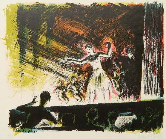 Robert Bonfils lithograph: Robert Bonfils- ''Chanson Exotique''- lithograph in colors, 1927.