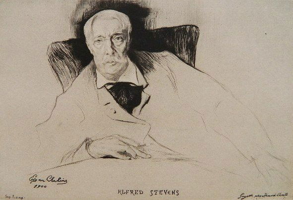 Edgar Chahine drypoint: Edgar Chahine- ''Alfred Stevens'' (Tabanelli 54 vii/vii)- drypoint, 1900, as published in 'Gazette Des Beaux Arts''. 5 5/8 x 8 3/8''