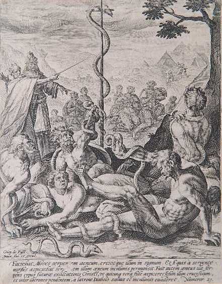 Crispin de Passe engraving: Crispin de Passe- ''Moses and The Serpents''- engraving. 6 7/8 x 8 7/8''