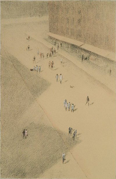 Harold Altman lithograph: Harold Altman- ''Street 1977''- lithograph in colors, signed, titled and numbered 112/185 in pencil. 18 x 11 3/4''