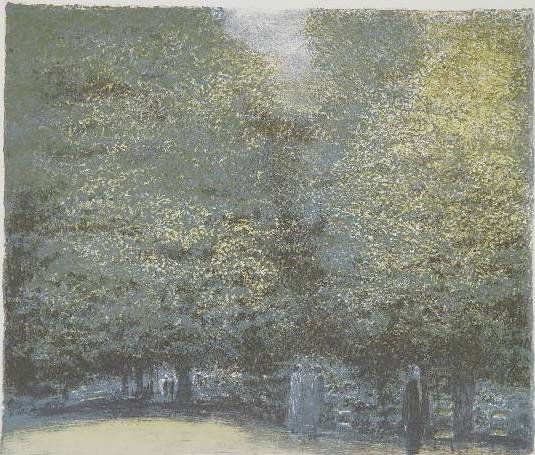 Harold Altman lithograph: Harold Altman- Untitled- lithograph in colors, signed and numbered 48/60, lower left corner has tear and crease in margin does not go into image. 19 x 22 3/8''