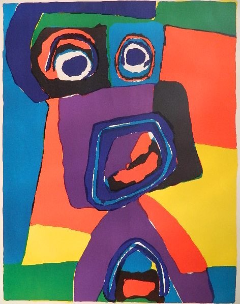 Karel Appel lithograph: Karel Appel- Dog- lithograph in colors, 1969, signed, dated and numbered 48/120 in pencil. 25 x 20''