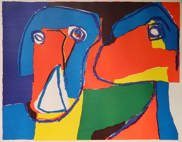 Karel Appel lithograph: Karel Appel- Untitled- lithograph in colors, 1969, signed, dated and numbered 60/120 in pencil. 20 x 25 1/2''
