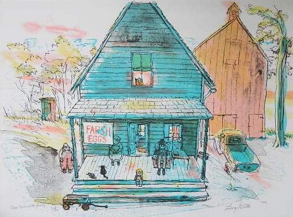 George Booth lithograph: George Booth- ''Maw Maw's and The Family''- lithograph in colors, 1982, signed, dated, titled and numbered 53/80 in pencil, very good condition. 22 x 30''