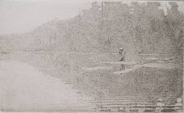 Thomas Daly lithograph: Thomas Daly- ''Spring Creek''- lithograph, signed, titled and numbered in pencil, very good condition. 5 1/2 x 9''