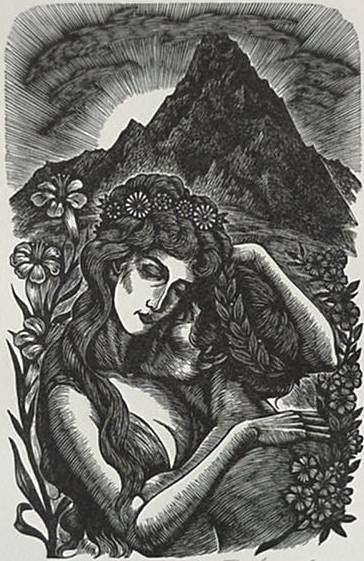 Fritz Eichenberg wood engraving: Fritz Eichenberg- ''Eleanora''- wood engraving, 1979, signed in pencil, edition of 264, together with book by Edgar Allan Poe with introduction by Richard Wilbur, signed by Wilbur and Eichenburg, The 