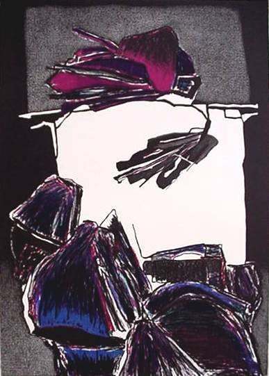 Deborah Remington lithograph: Deborah Remington- ''Quadra''- lithograph in colors, 1990, signed and dated i pencil, edition of 250, The Print Club of Cleveland publication no. 68, very good condition. 24 x 17 1/4''