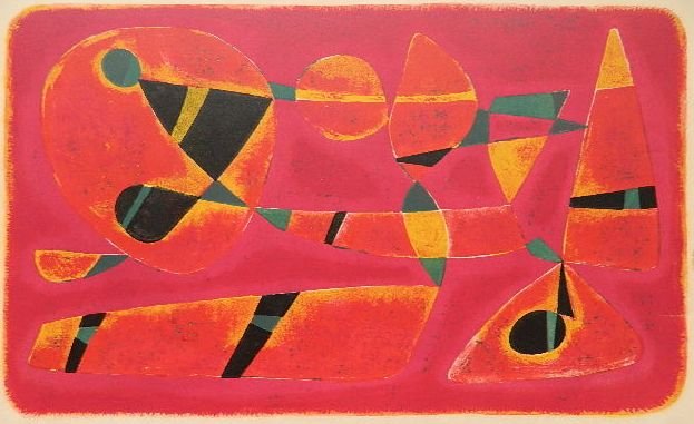 Gustave Singier lithograph: Gustave Singier- Composition- lithograph in colors, ca. 1970, signed and numbered in pencil. 11 1/2 x 18 7/8''