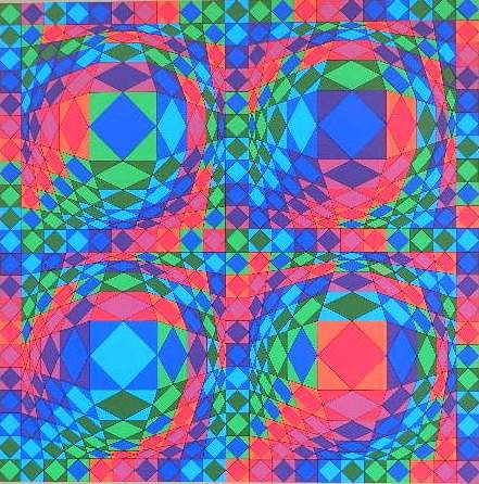 Victor Vasarely silkscreen: Victor Vasarely- Untitled- silkscreen in colors, signed and numbered 7/100 in pencil. 23 x 23''