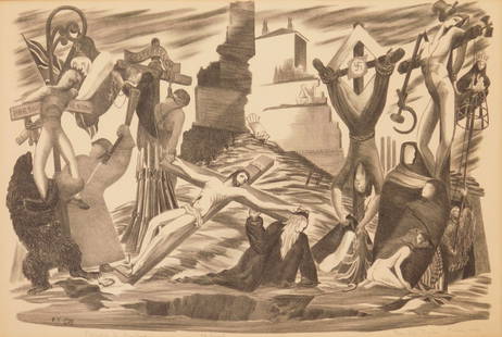 Prentiss Taylor (American, 1907-1991) lithograph: Prelude to Finland lithograph, 1940, signed, titled, dated and annotated 40 prints in pencil. 10 3/4 x 15 3/4" Rose & Quiroz 57 This was Taylor's vision of the