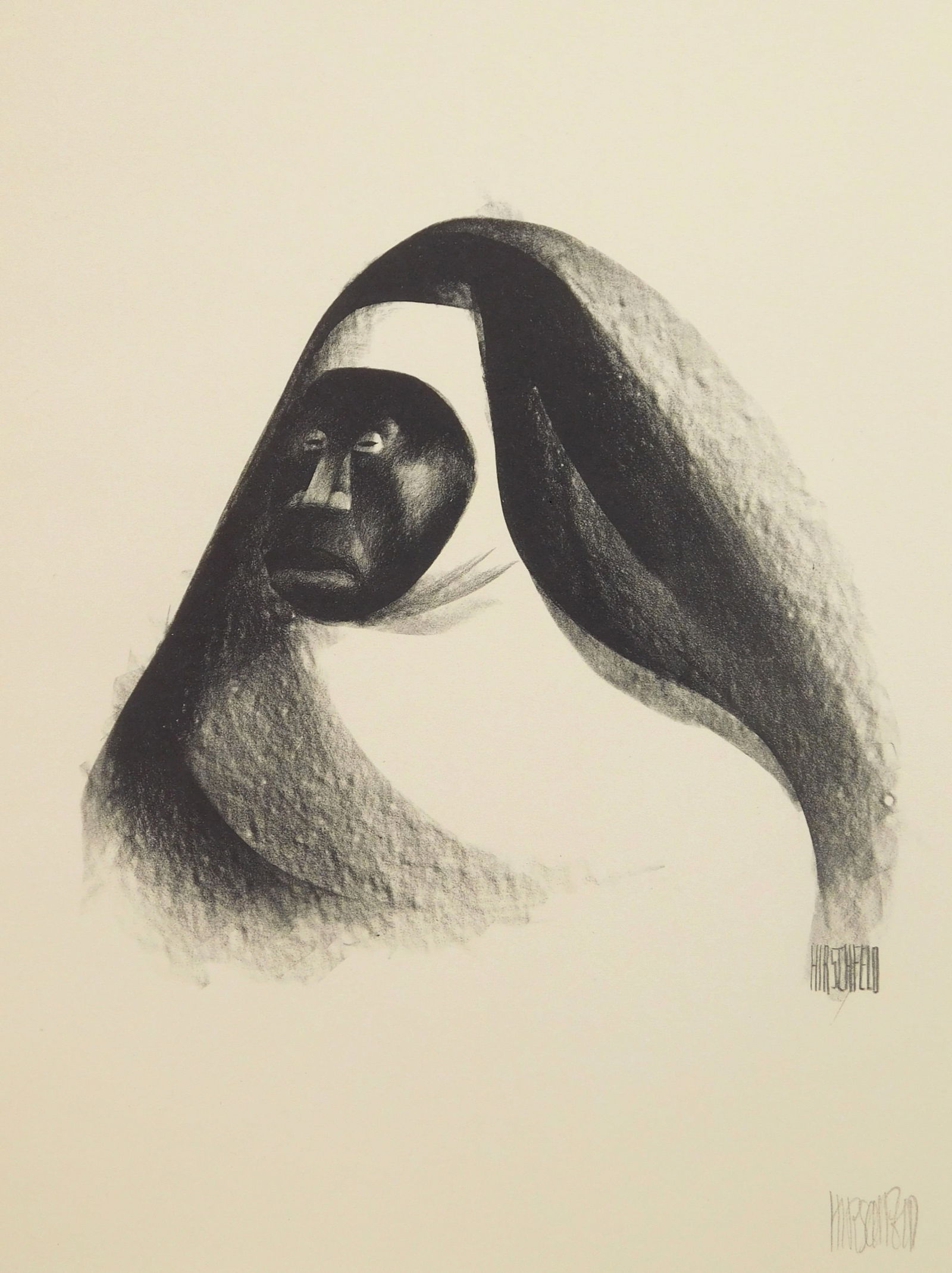 Al Hirschfeld (American, 1903-2003) lithograph: Ebony Sister lithograph, c. 1930's, signed in pencil, printed in 1941 from the suite Harlem as Seen by Hirschfeld, edition of 1000. 12 1/16 x 8 7/8" Provenance: Private colle