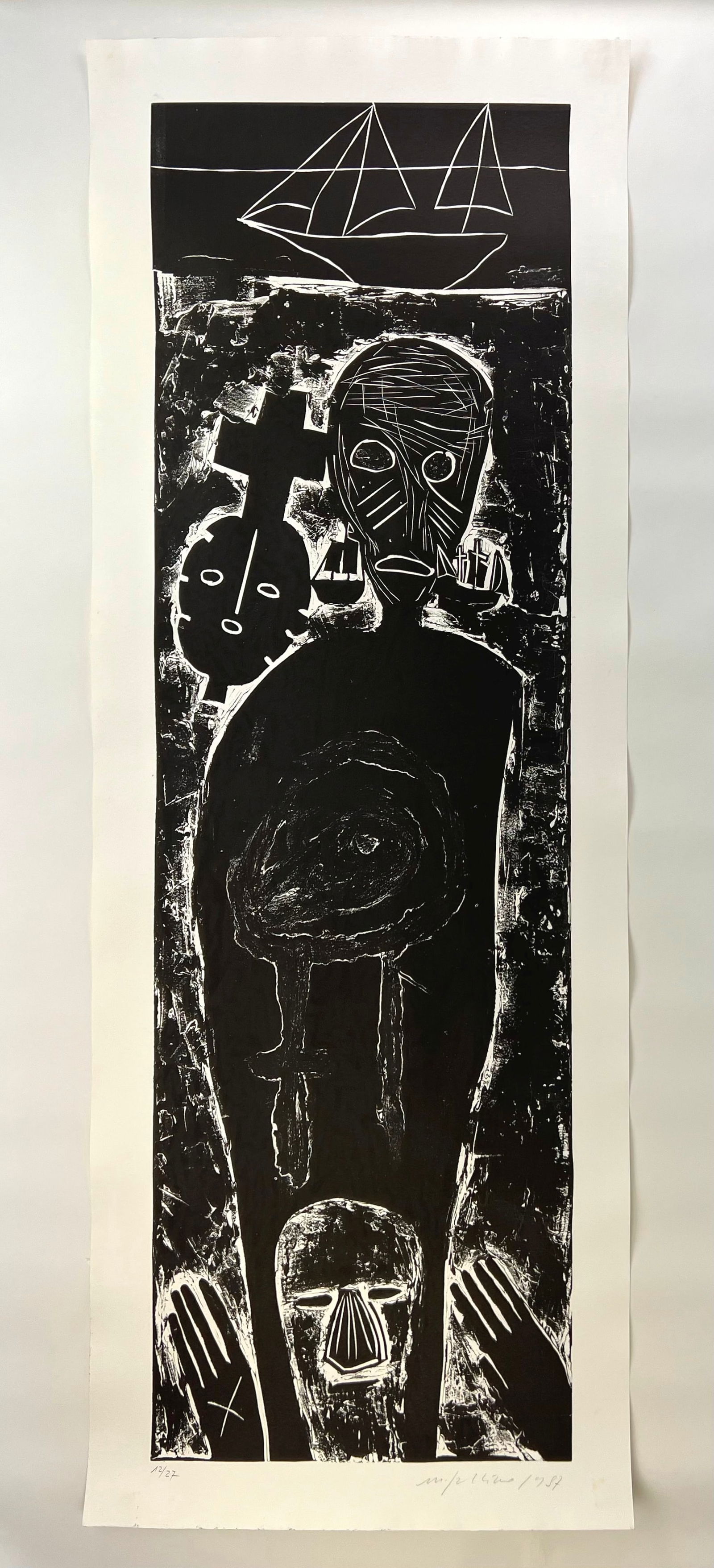 Mimmo Paladino (Italian, 1948- ) linocut (1 of 4)