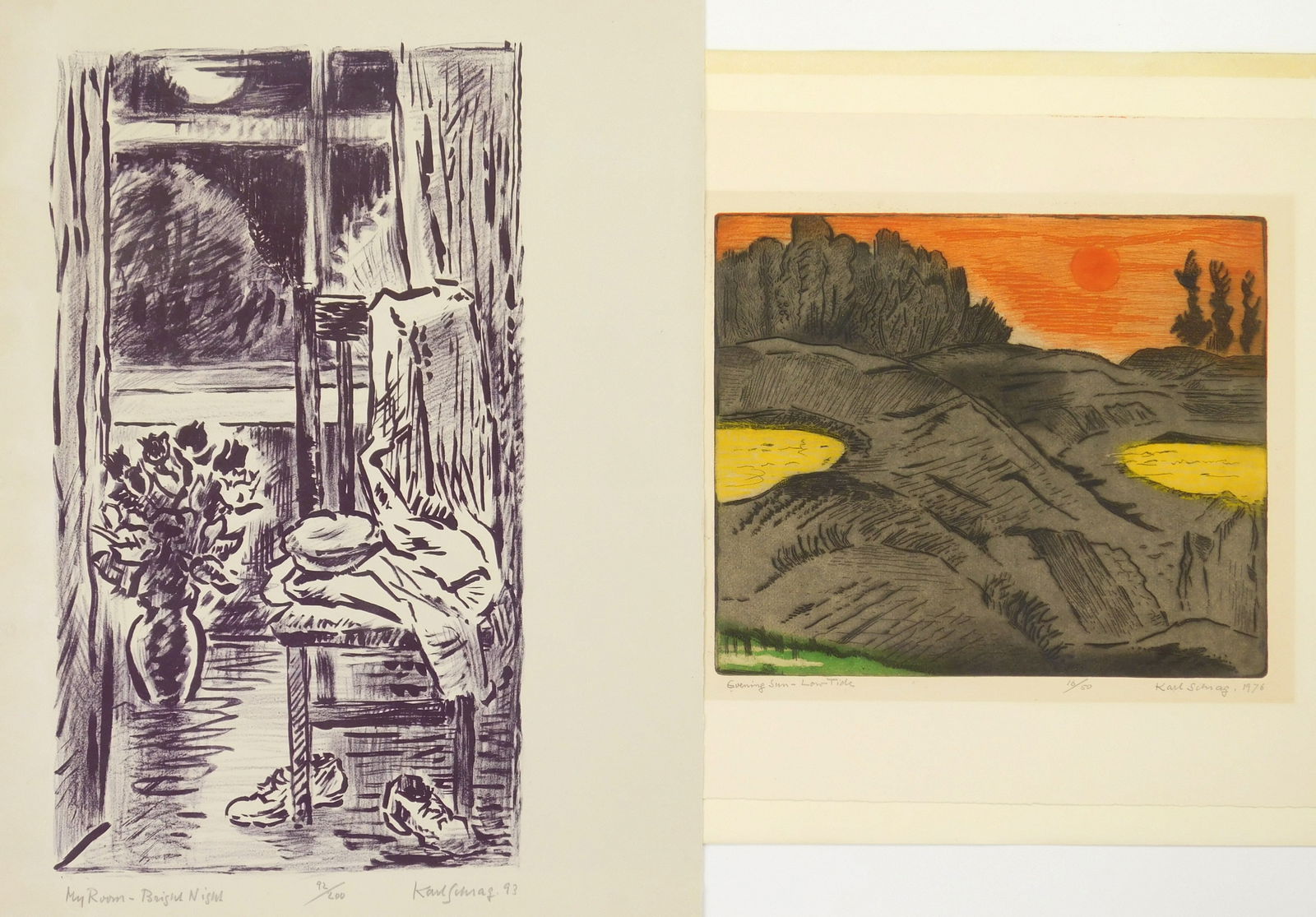 2 Karl Schrag (American, 1912-1996 etching and lithograph (1 of 9)