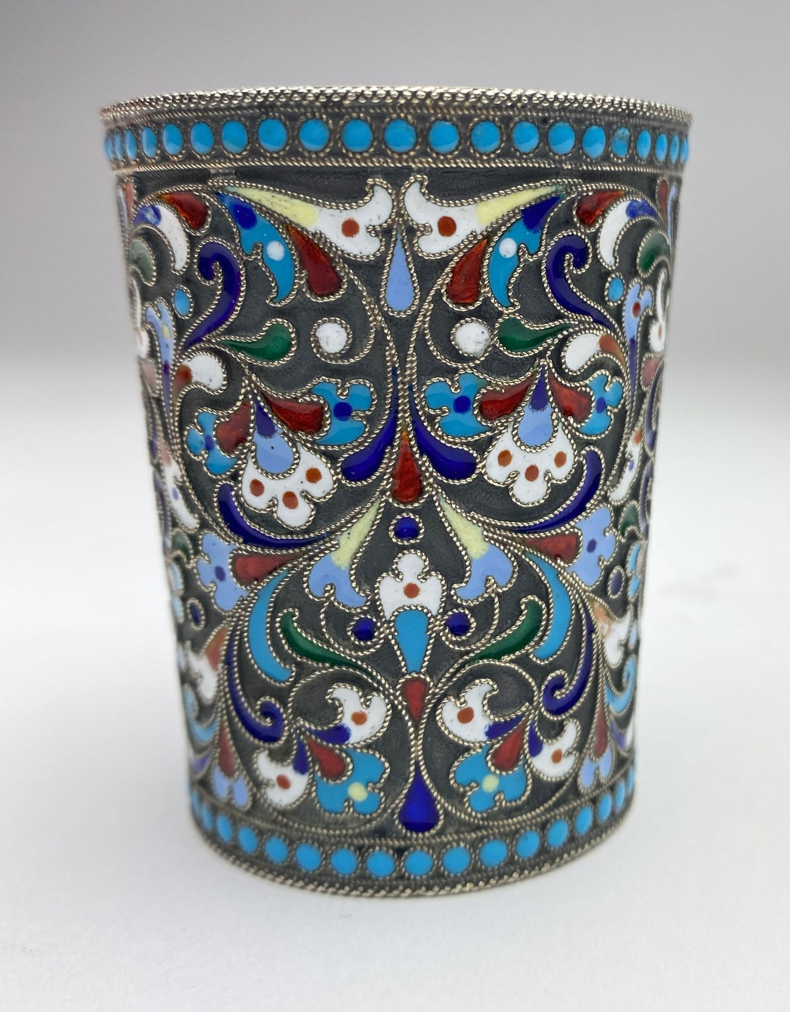 Russian 84. silver and cloisonne enamel vodka cup (1 of 4)