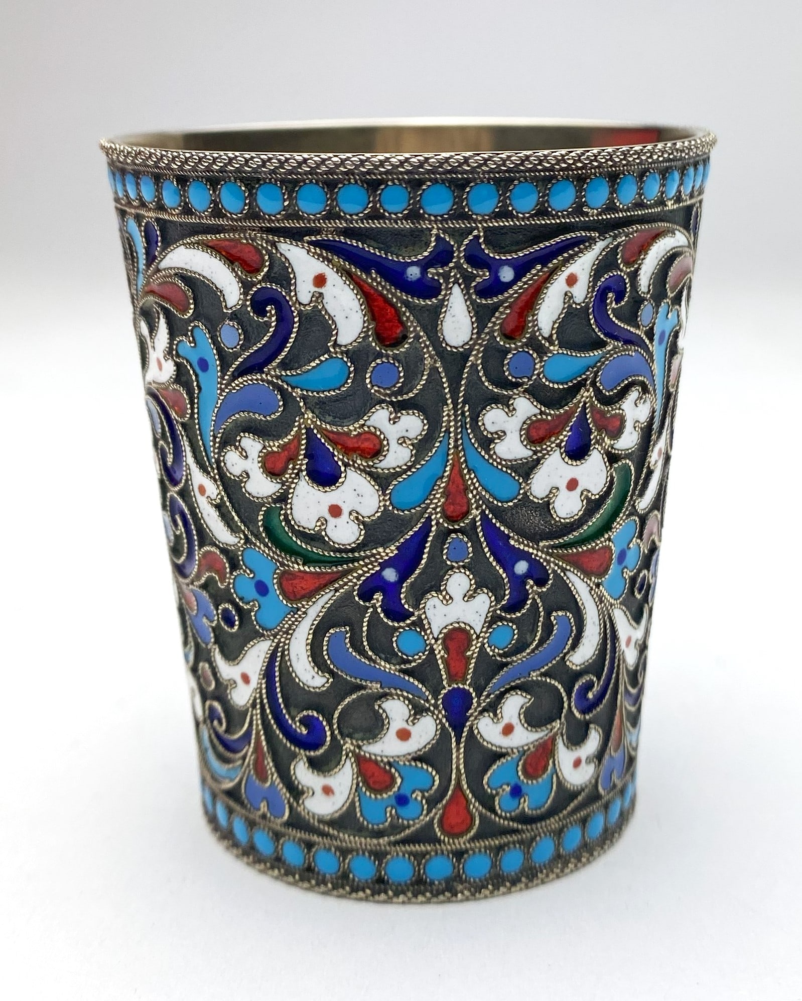 Russian 84. silver and cloisonne enamel vodka cup (1 of 5)