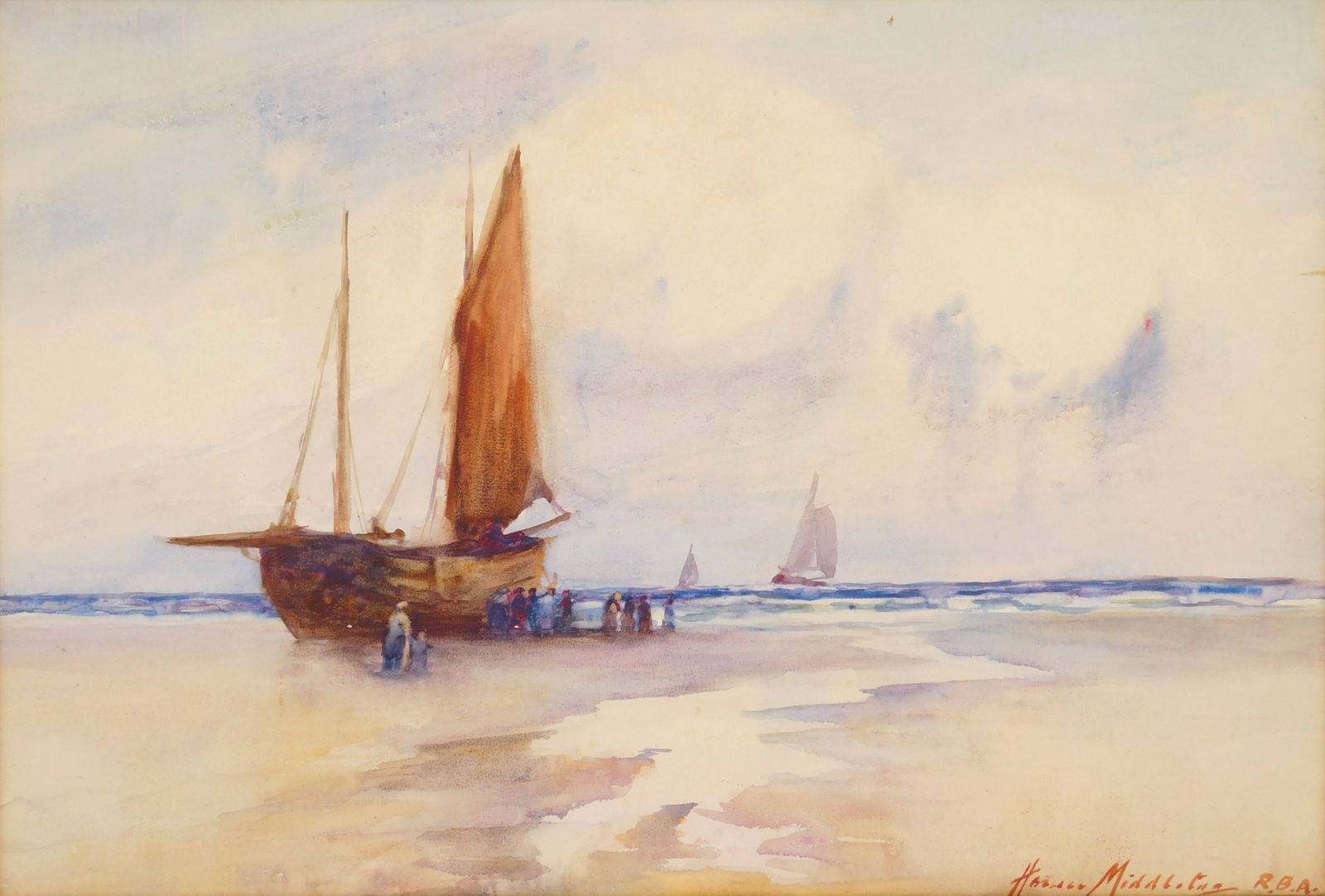 H. Middleton (British, 19/20th c.) watercolor (1 of 4)