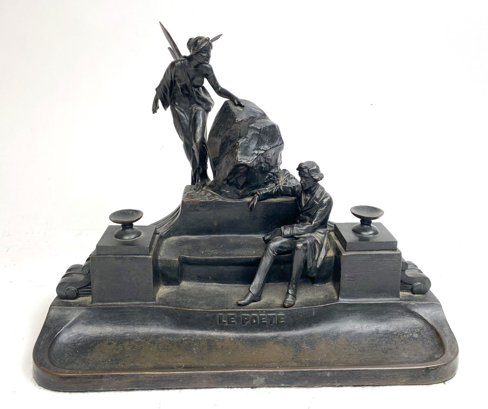 19th/ 20h c. French bronze double inkwell (1 of 5)