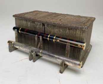 Special Novelty works cast iron double mechanical inkwell