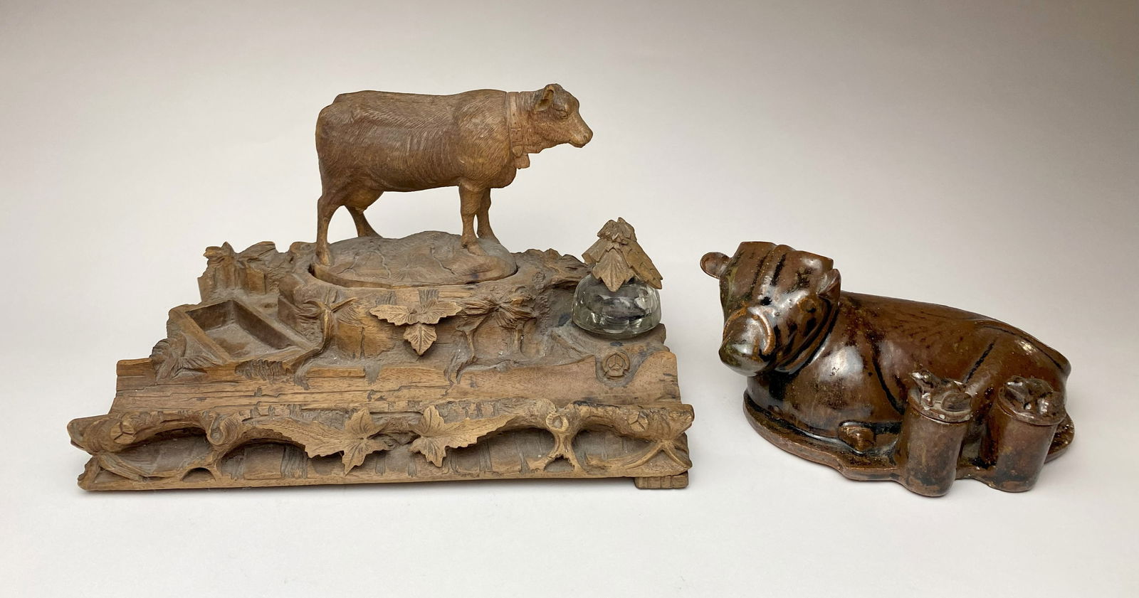 2 Figural cow inkwells (1 of 9)