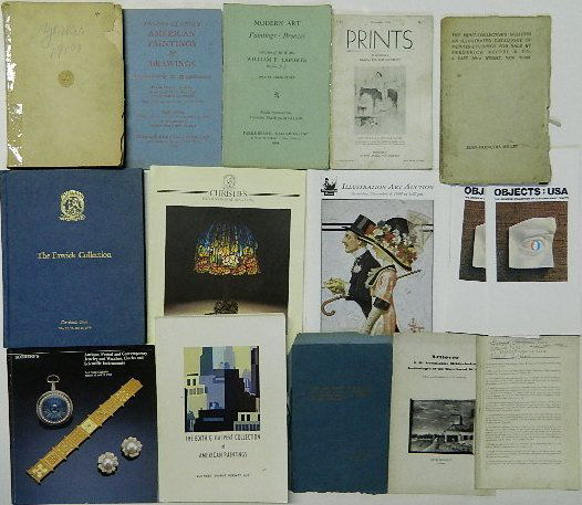 9 Art auction catalogs: 9 Art auction catalogs- including Christie's ''The Fawick Collection Cleveland Ohio'' May 1979; Illustration House ''Illustration Art Auction'' Nov. 1995; Sotheby Parke Bernet Inc ''The Edith G. Halpe