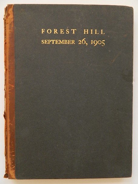 'Mr. John D. Rockefeller book with autograph: 'A Visit to Mr. John D. Rockefeller by Neighbors and Friends at Forest Hill, Cleveland, OH, September 26, 1905''- Cleveland, Vinson and Korner, 1905. First Edition. Small quarto (7-1/4'' x 9-3/4'') bo