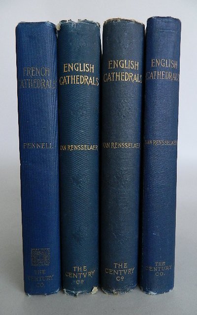 4 Books on Cathedrals - ill. Joseph Pennell: 4 Books on Cathedrals- Mrs. Van Rensselaer, Schuyler- ''English Cathedrals - Canterbury, Peterborough, Durham, Salisbury, Lichfield, Lincoln, Ely, Wells, Winchester, Gloucester, York, London''- illus.