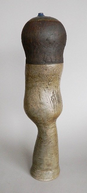 George Roby ceramic sculpture: George Roby- Untitled- ceramic sculpture, initialed GR on bottom. 33''h