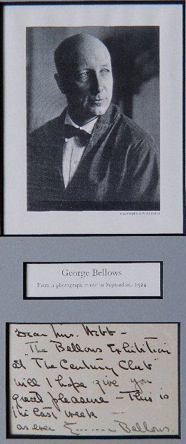 Emma Bellows autographed note to Clifton Webb: Emma Bellows autographed note card to Clifton Webb. Card reads- ''Dear Mr. Webb/ The Bellows Exhibition/ at the Century club/ wil I hope give you/ great pleasure- this is/ the last week/ as ever Emma
