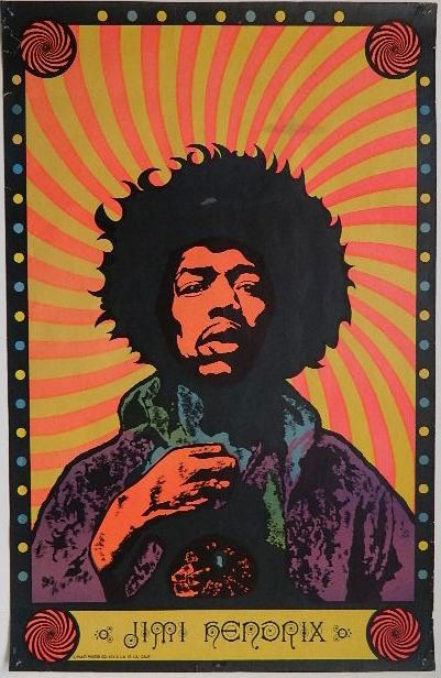 Jimi Hendrix US Record Shop Promo Poster 1967: Jimi Hendrix US Record Shop Promotional Poster 1967 Put out by Jimi's American record company through Track Records. Marked Platt poster Co.. Holes at corners from being posted to a wall. 33 x 21 3/4'