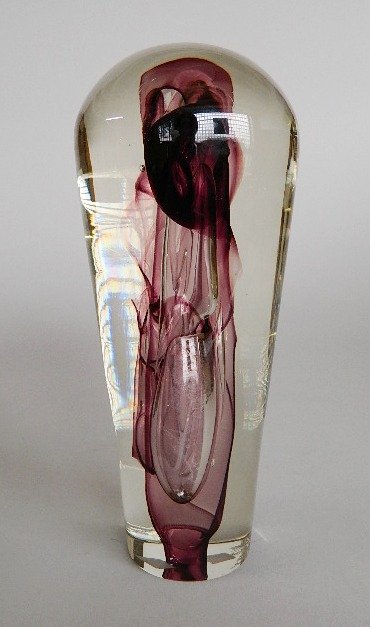 Robert W. Stephens glass sculpture: Robert W. Stephens- Untitled- glass sculpture, 1981, signed R. W. Stephen 1981 on bottom. 8''h