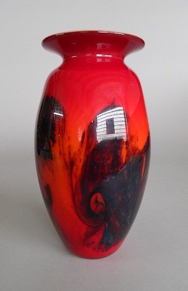 Michael Nourot glass vessel: Michael Nourot- Untitled- glass vessel, signed on bottom. 8''h