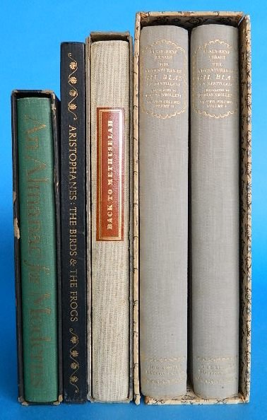 3 Limited Editions Club, 1 Heritage Press books: 3 Limited Editions Club and 1 Heritage Press books- 1.) Lesage, Alain-Rene- ''The Adventures of Gil Blas of Santillane''- 2 vols, 1937, illus. by John Austen, edition of 1500, slipcase partially torn;