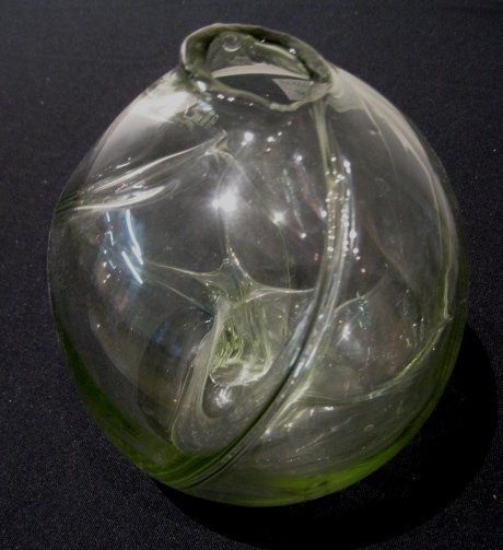 Brian Lonsway glass sculpture: Brian Lonsway- Webbed Bowl- glass sculpture, signed on bottom, 8''h