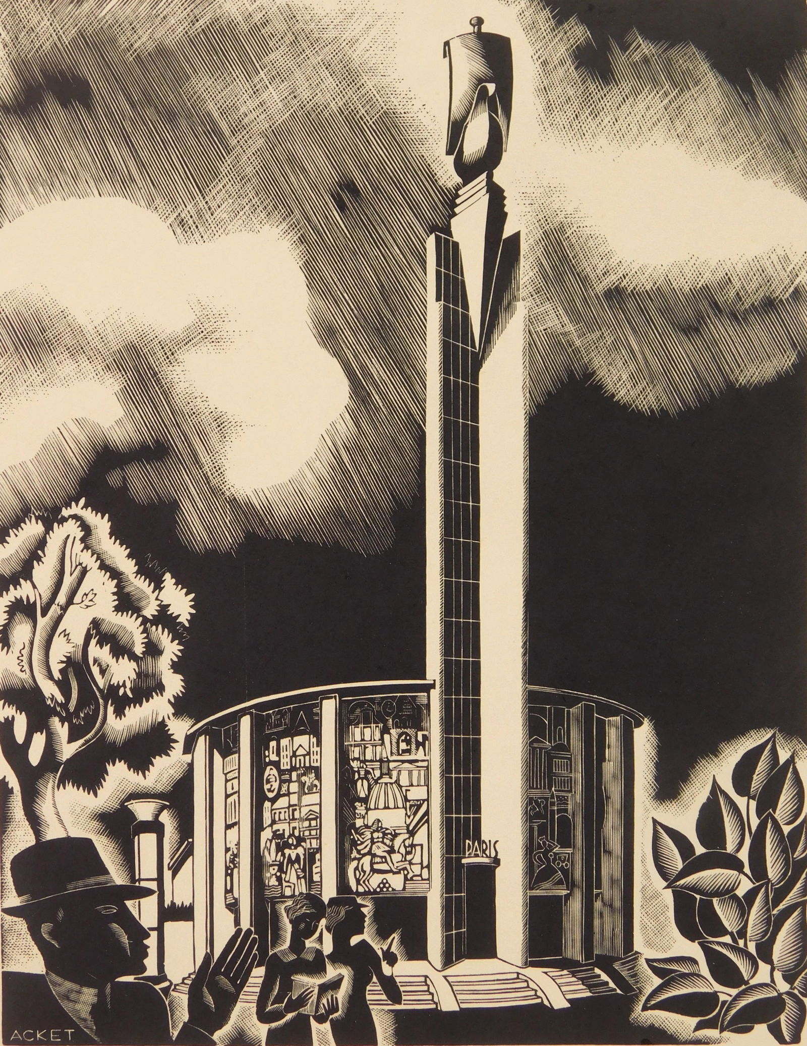 Dsire Acket (Belgian, 1905 -1987) wood engraving (1 of 5)