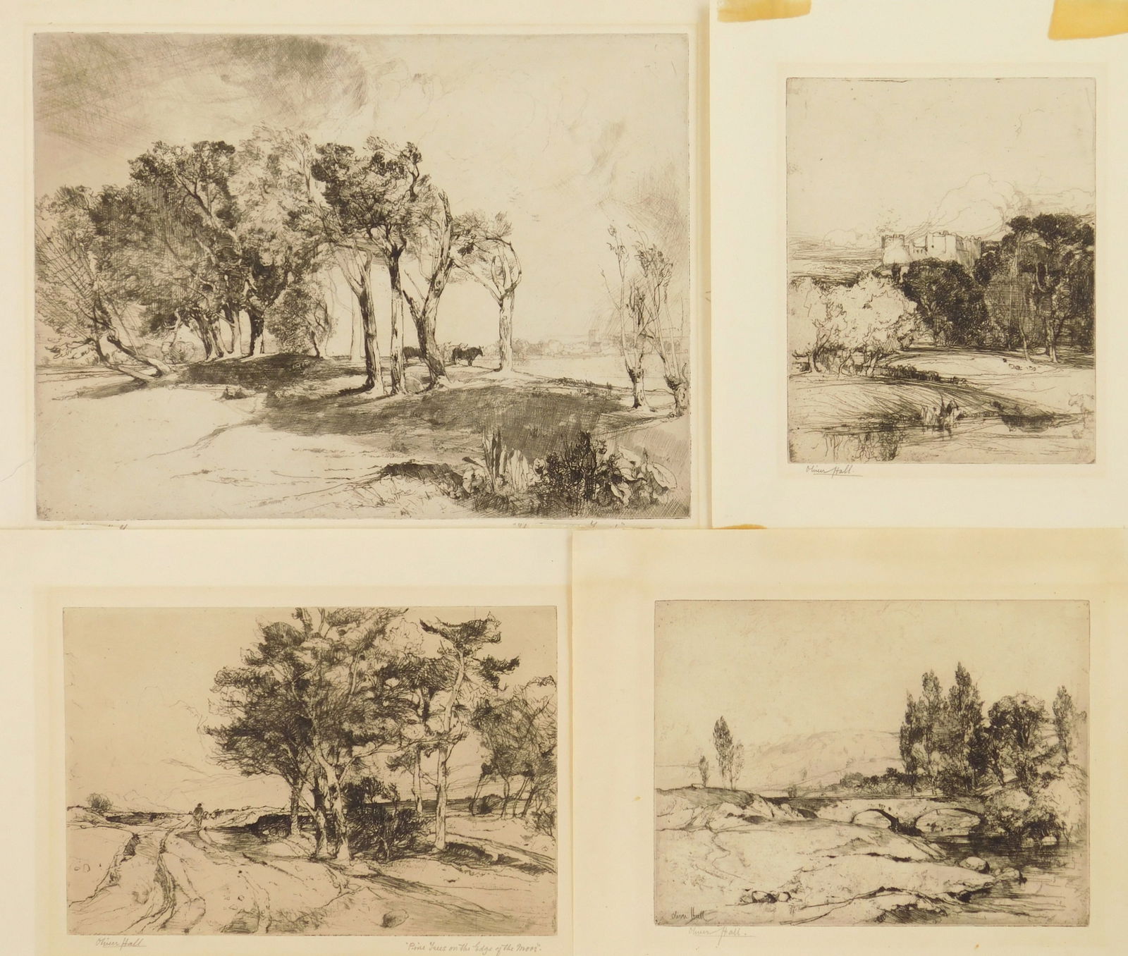 4 Oliver Hall (British, 1869-1957) etchings (1 of 7)