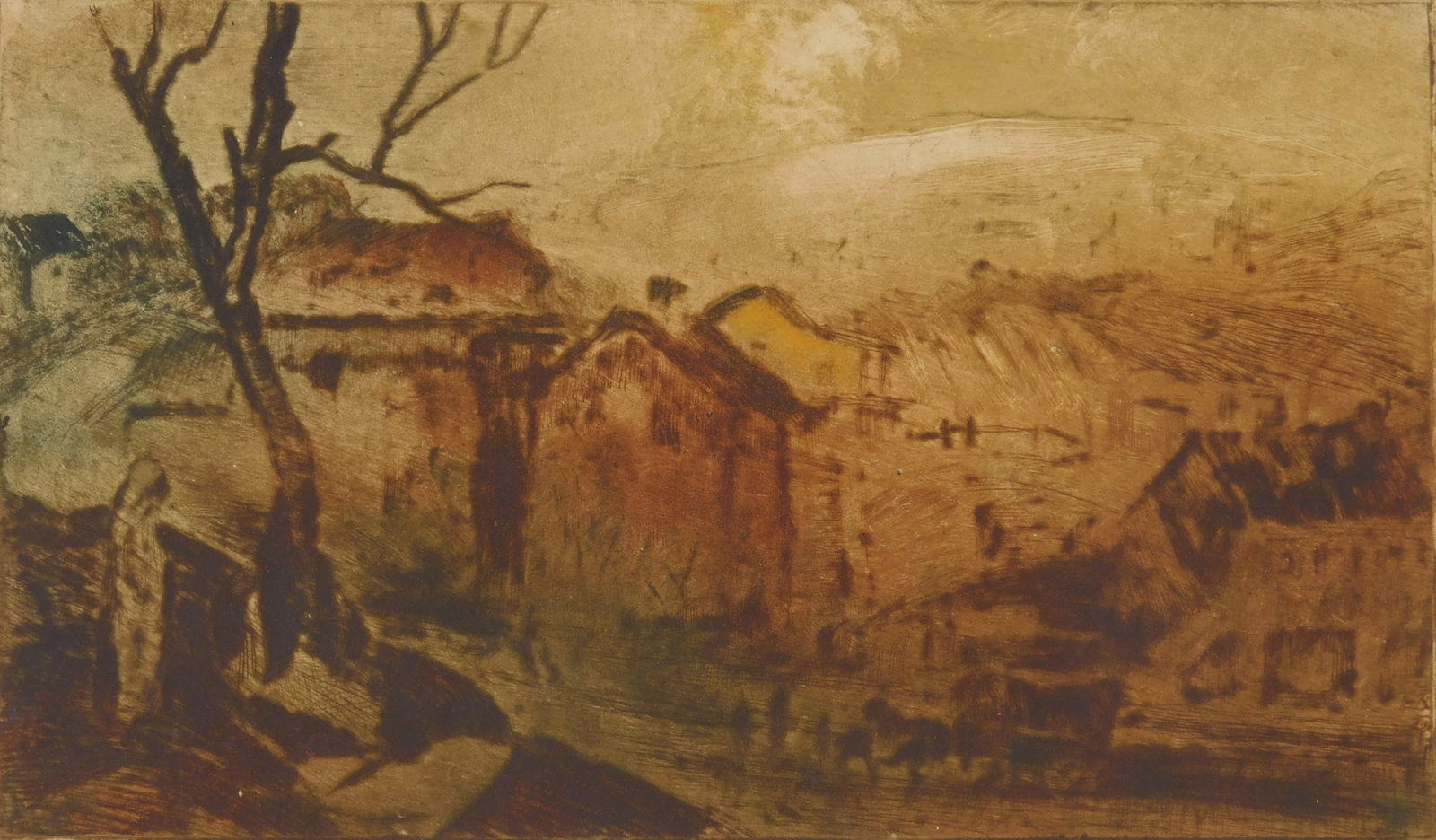 George 'Pop Hart (American, 1868-1933) aquatint (1 of 4)