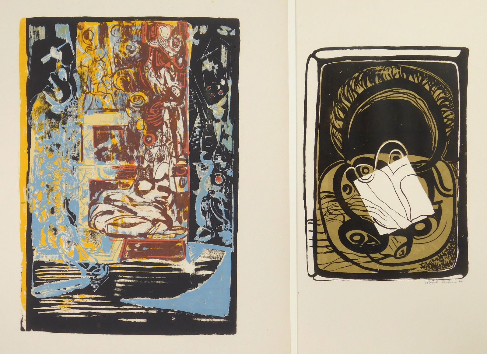 2 Albert Urban (American, 1909-1959) silkscreens (1 of 8)
