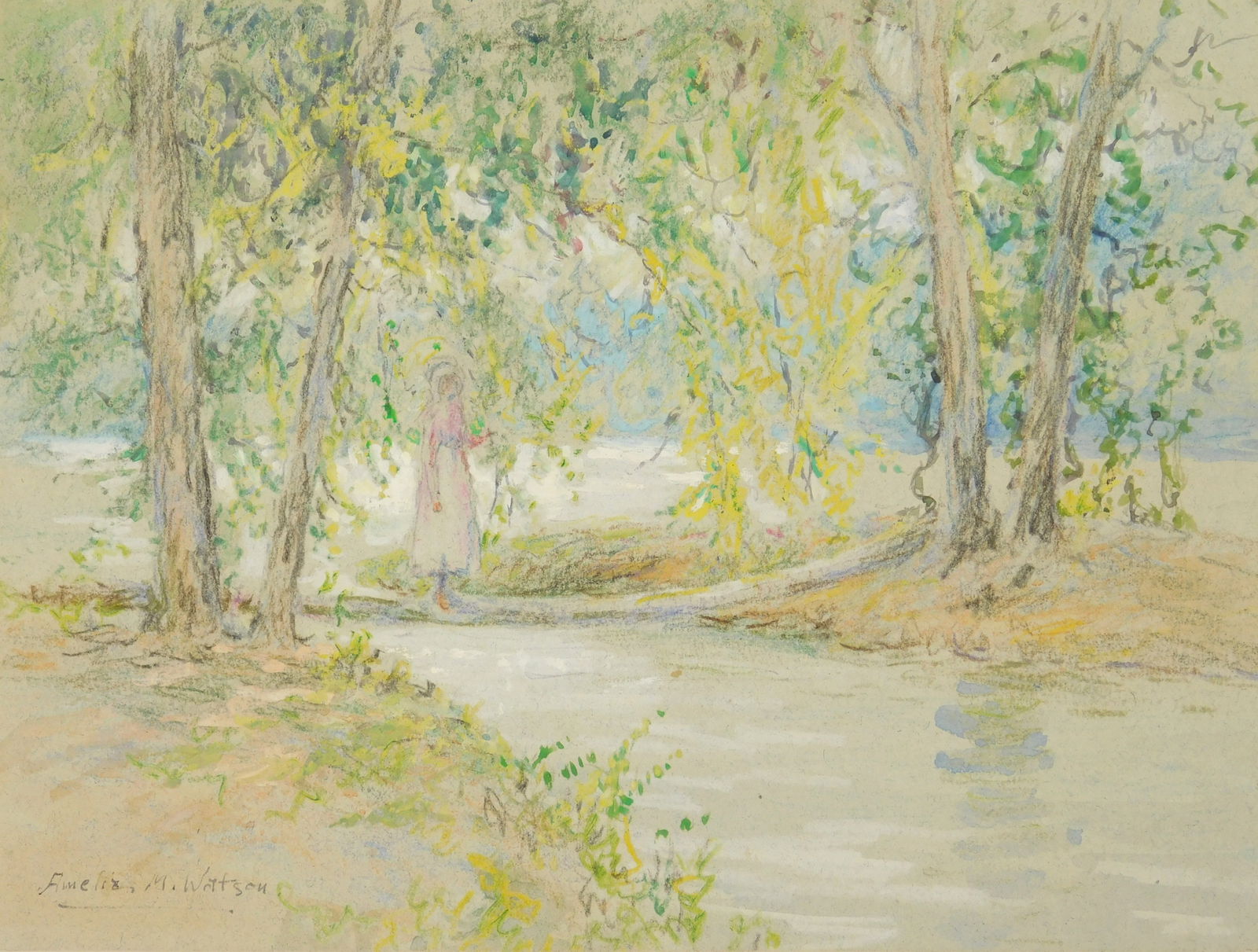 Amelia Watson (American, 1856-1934) watercolor and color pencil (1 of 4)